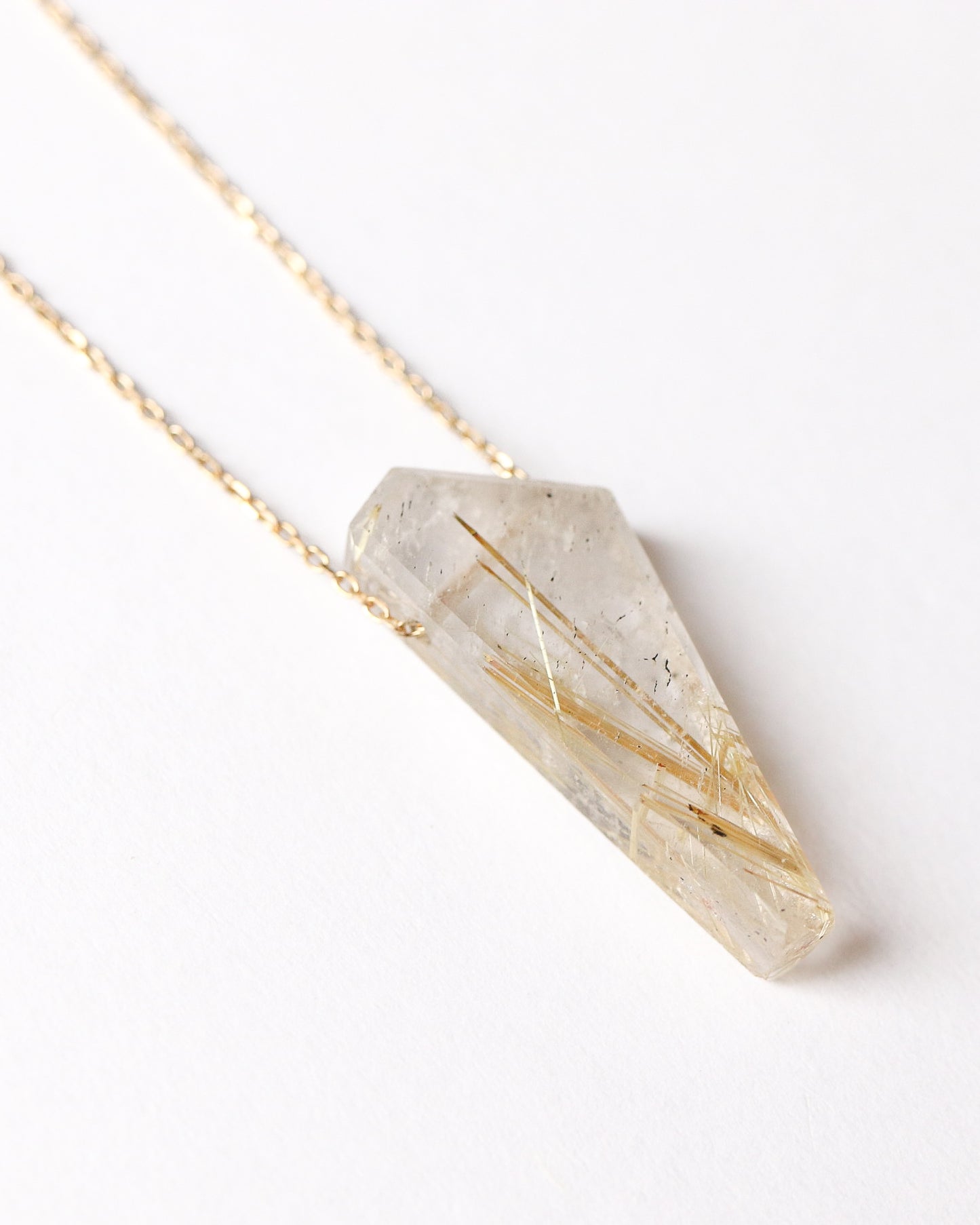 Rock Necklace - Golden Rutilated Quartz -