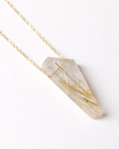 Rock Necklace - Golden Rutilated Quartz -