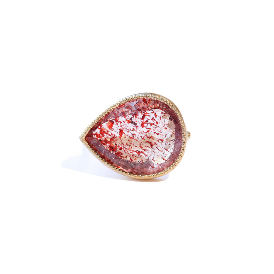 Milgrain Ring - Strawberry Quartz -