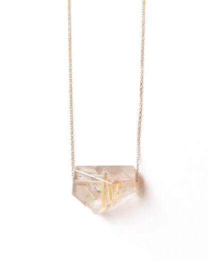 Rock Necklace - Golden Rutilated Quartz -