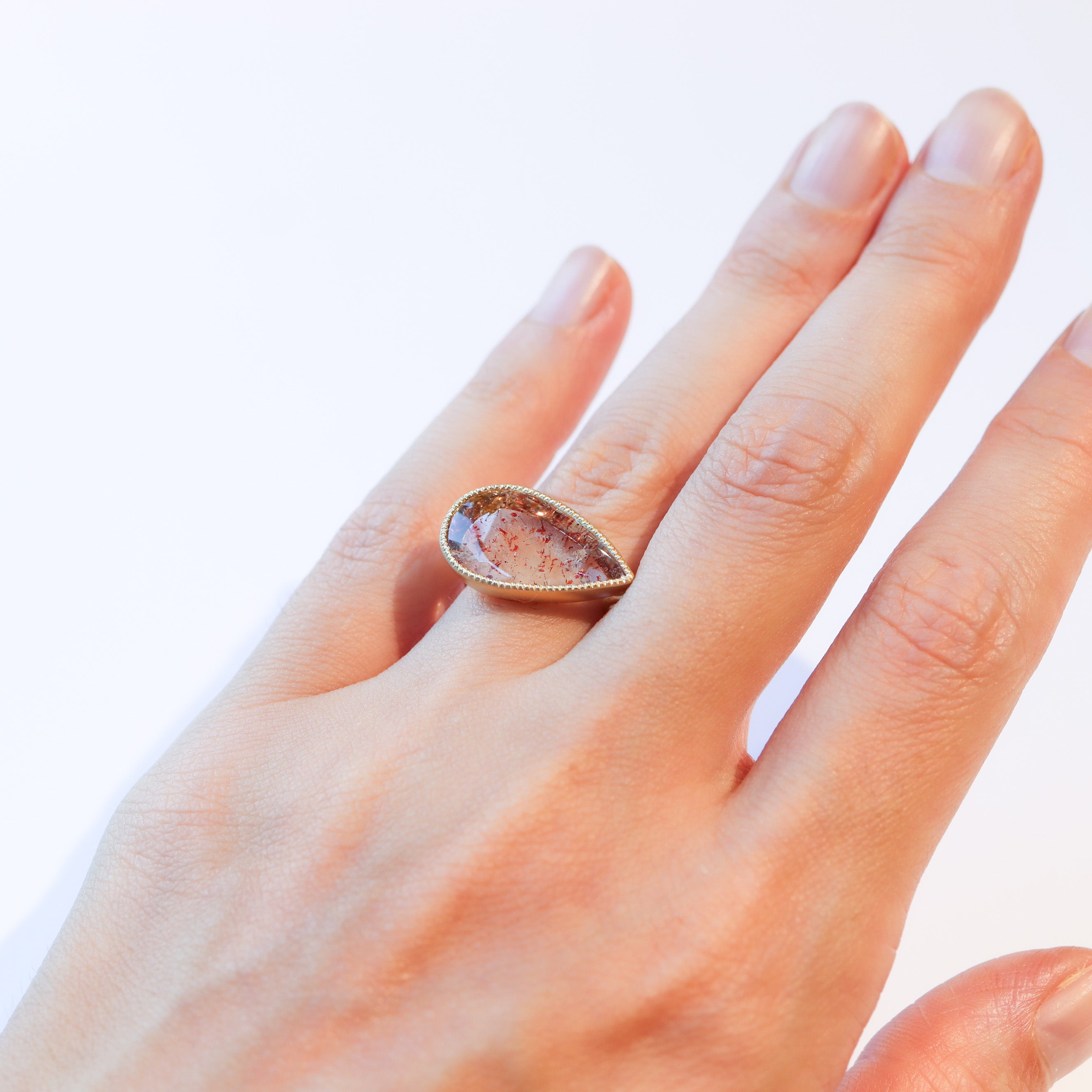 Milgrain Ring - Strawberry Quartz -