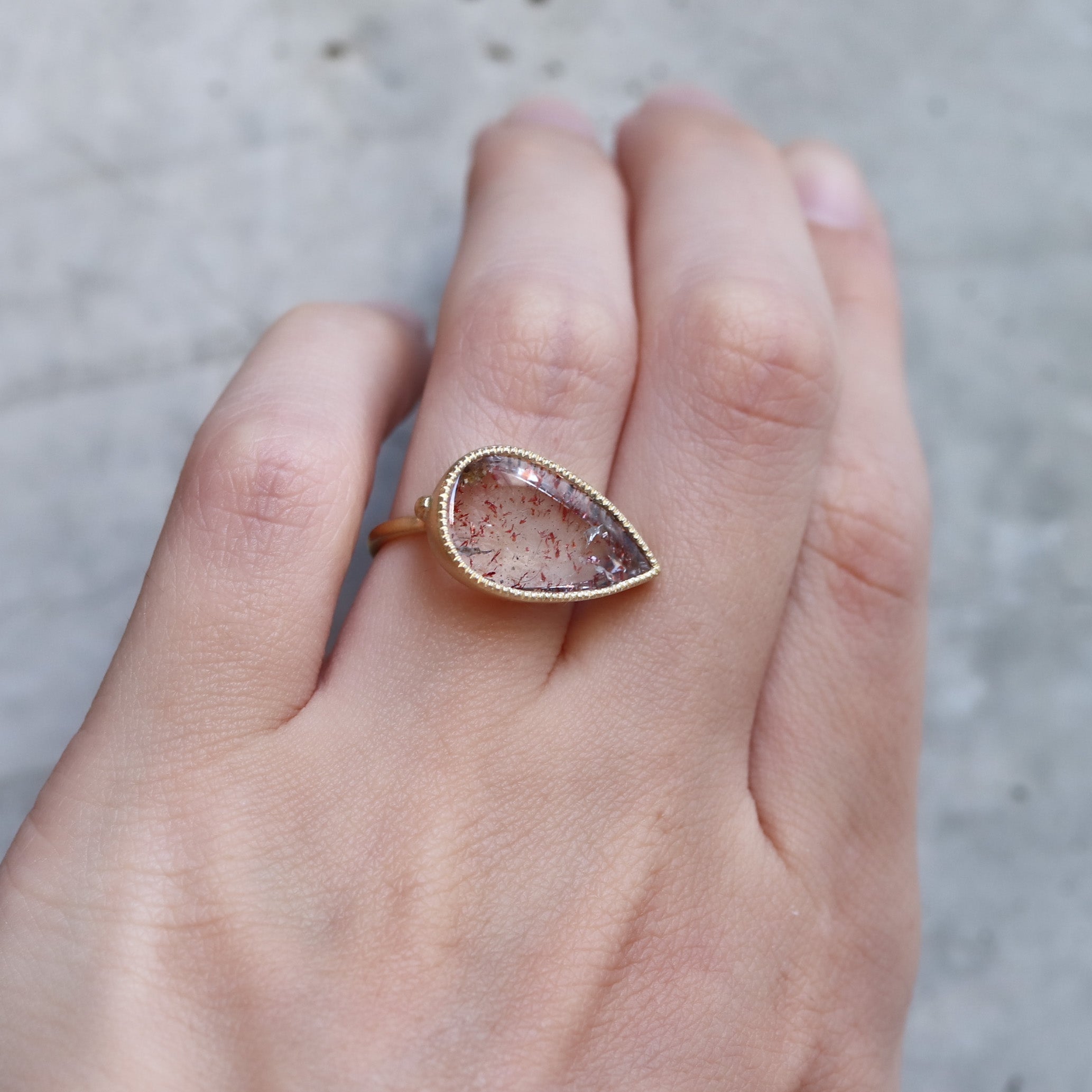 Milgrain Ring - Strawberry Quartz -
