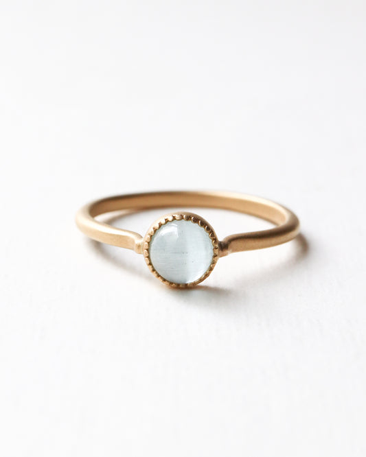 Milgrain Ring - Aquamarine Cat's Eye -