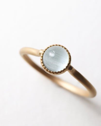 Milgrain Ring - Aquamarine Cat's Eye -