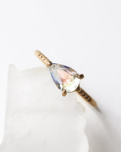 Prong Ring - Rainbow Moon Stone -