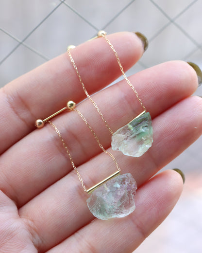 Pipe Pierced Earring - Fluorite -