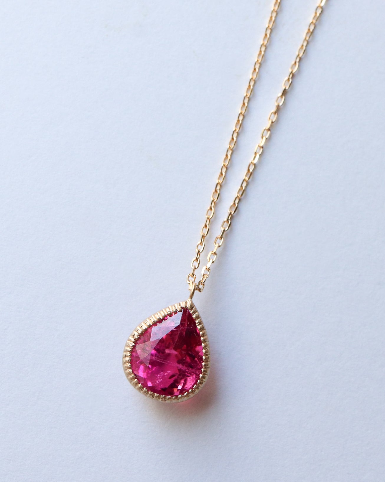 Milgrain Necklace - Rubellite -