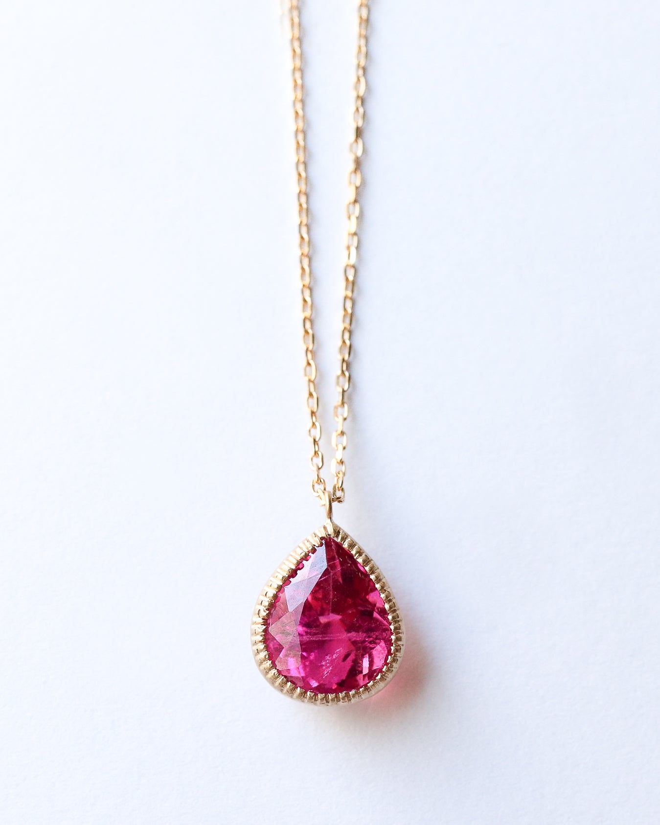 Milgrain Necklace - Rubellite -