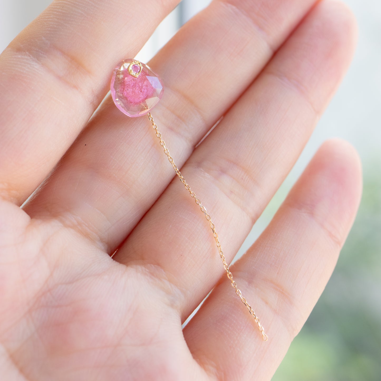 Flat Pierced Earrings - Bicolor Tourmaline -