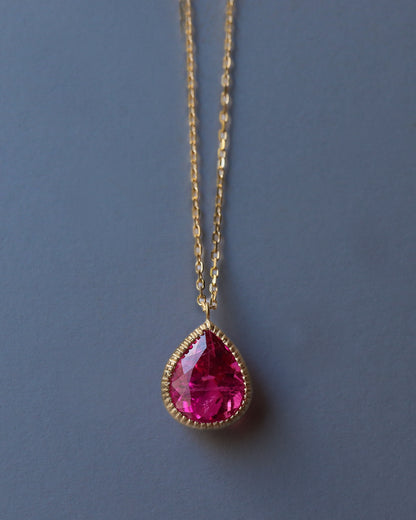 Milgrain Necklace - Rubellite -