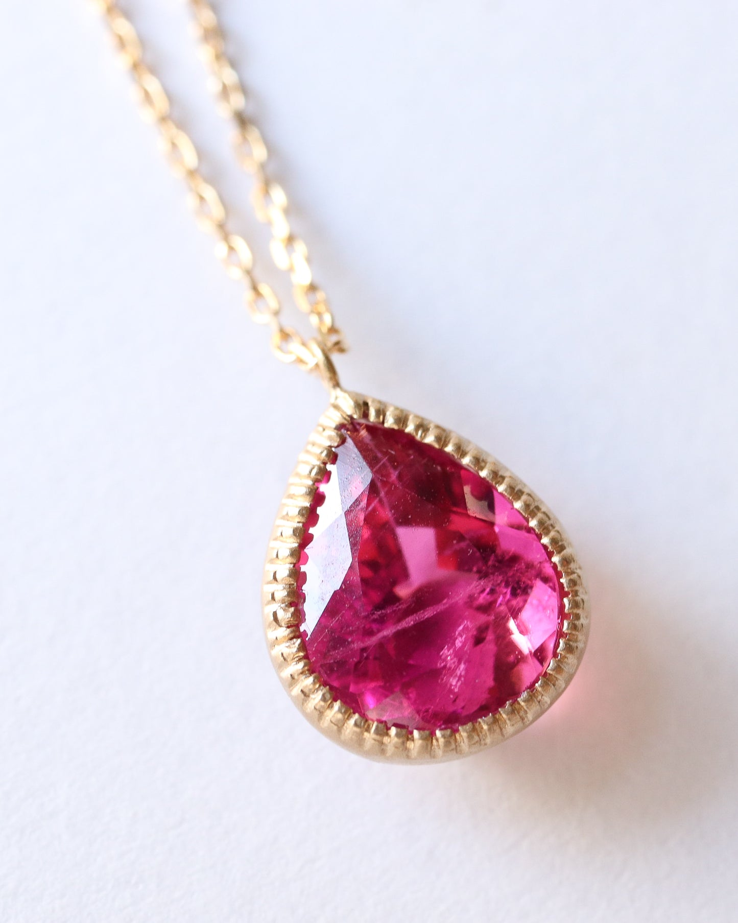 Milgrain Necklace - Rubellite -