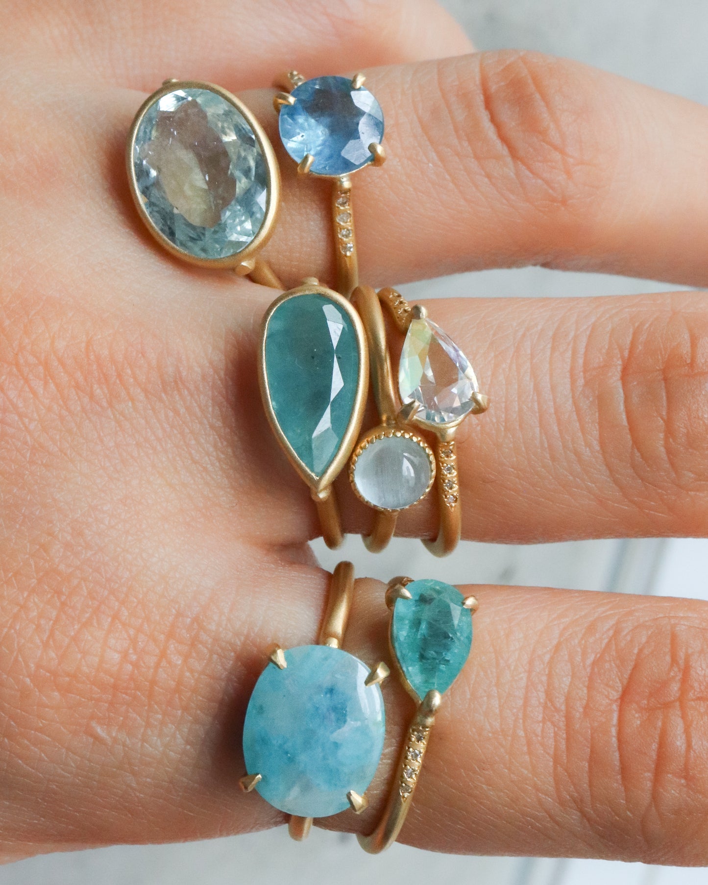 Milgrain Ring - Aquamarine Cat's Eye -