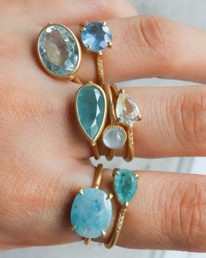 Milgrain Ring - Aquamarine Cat's Eye -