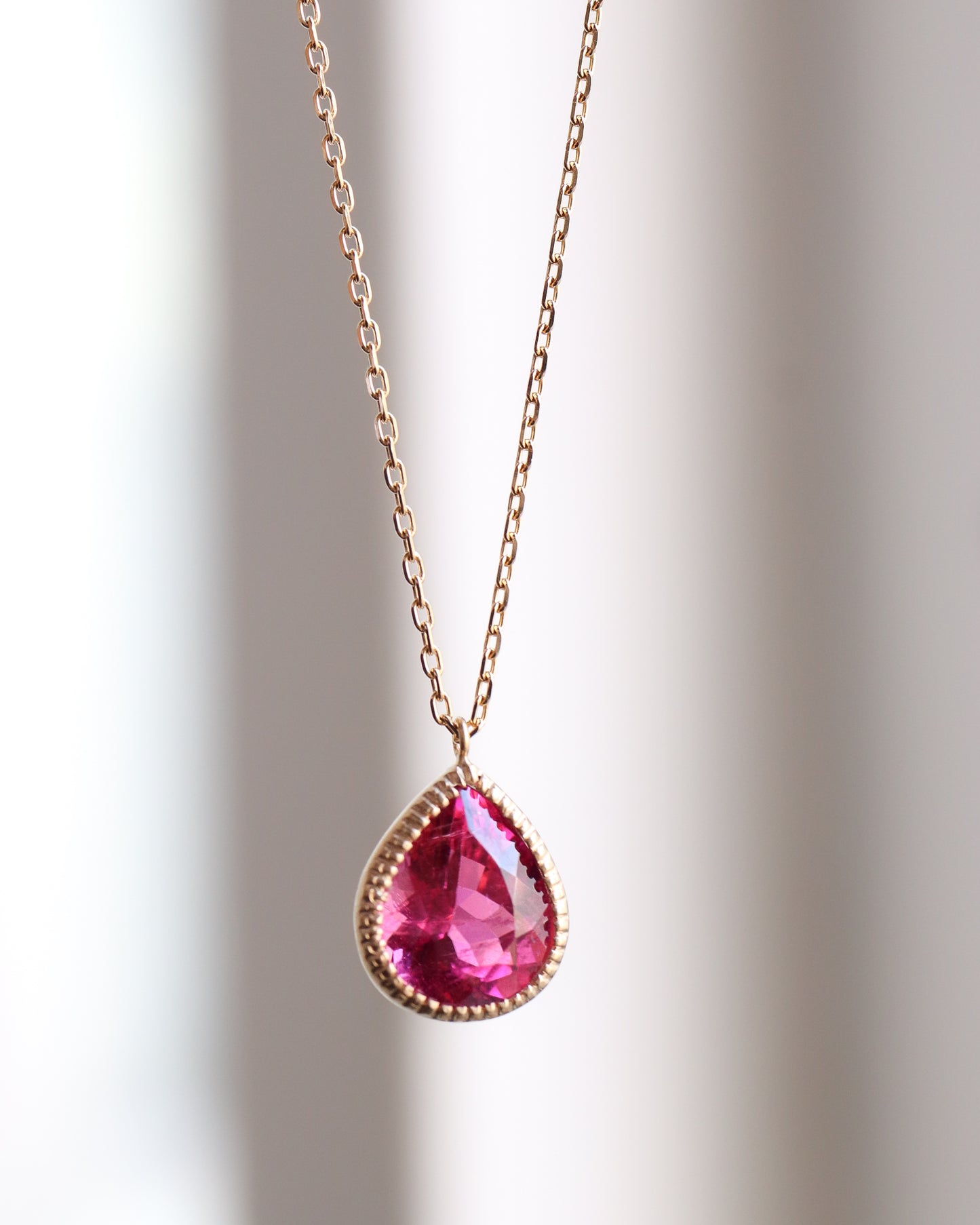 Milgrain Necklace - Rubellite -