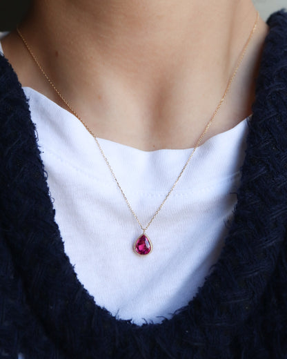 Milgrain Necklace - Rubellite -