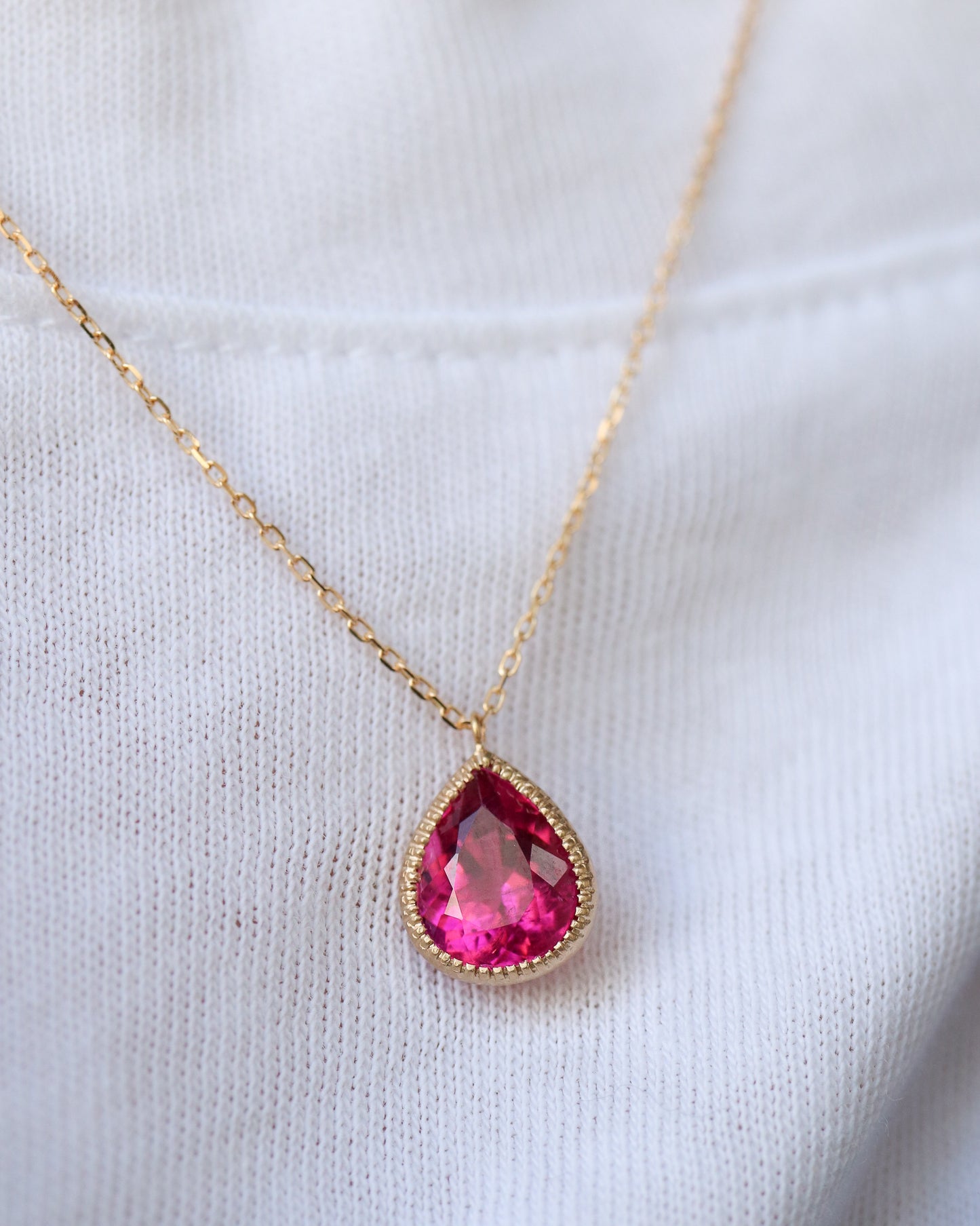 Milgrain Necklace - Rubellite -