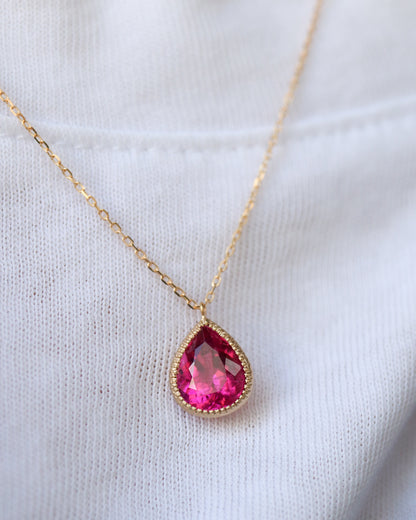 Milgrain Necklace - Rubellite -