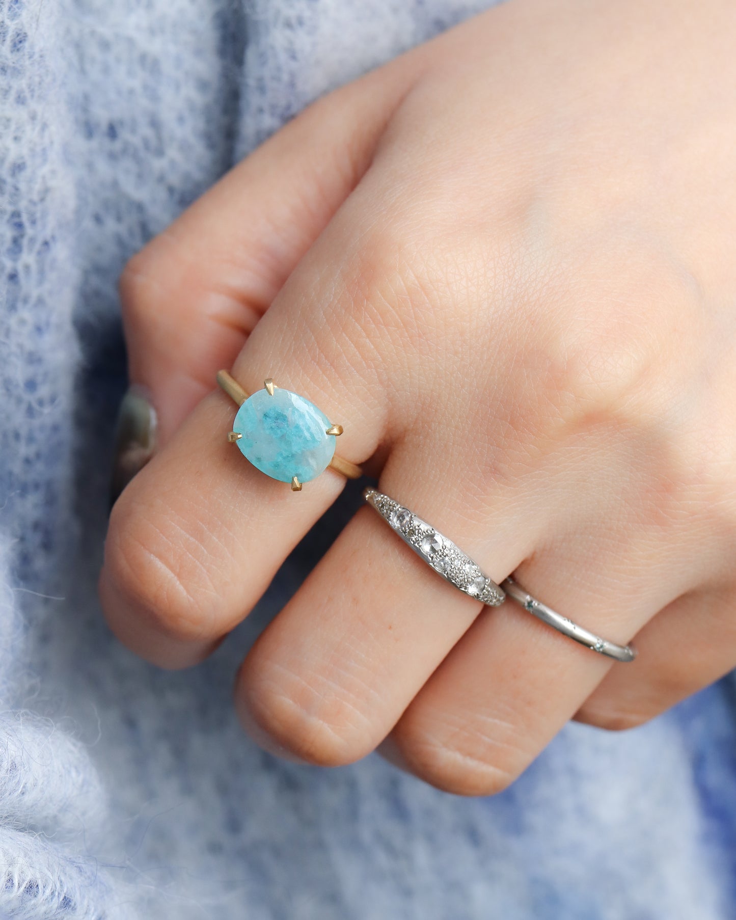 Prong Ring - Paraiba Tourmaline Matrix -