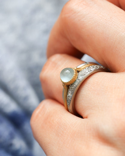 Milgrain Ring - Aquamarine Cat's Eye -