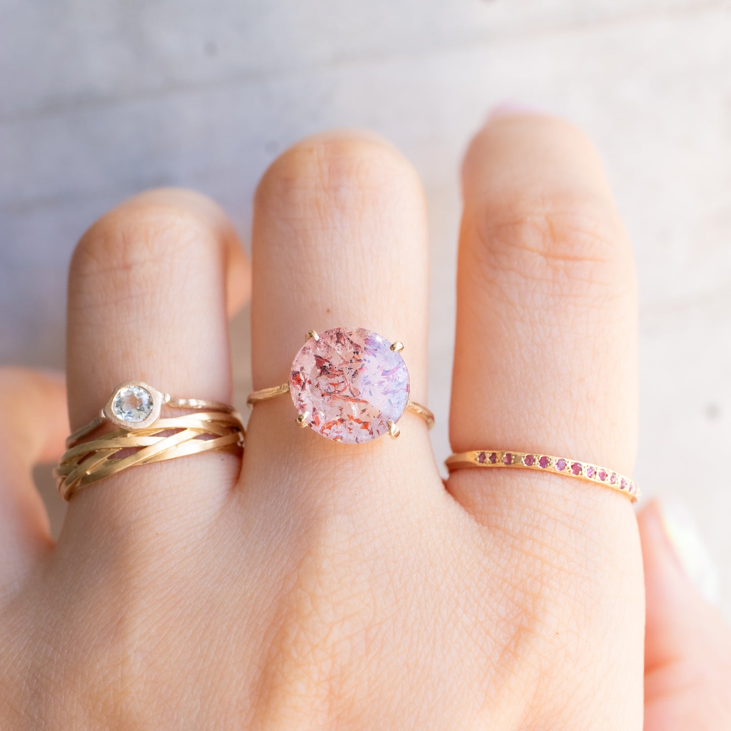 Flat Ring - Strawberry Quartz -