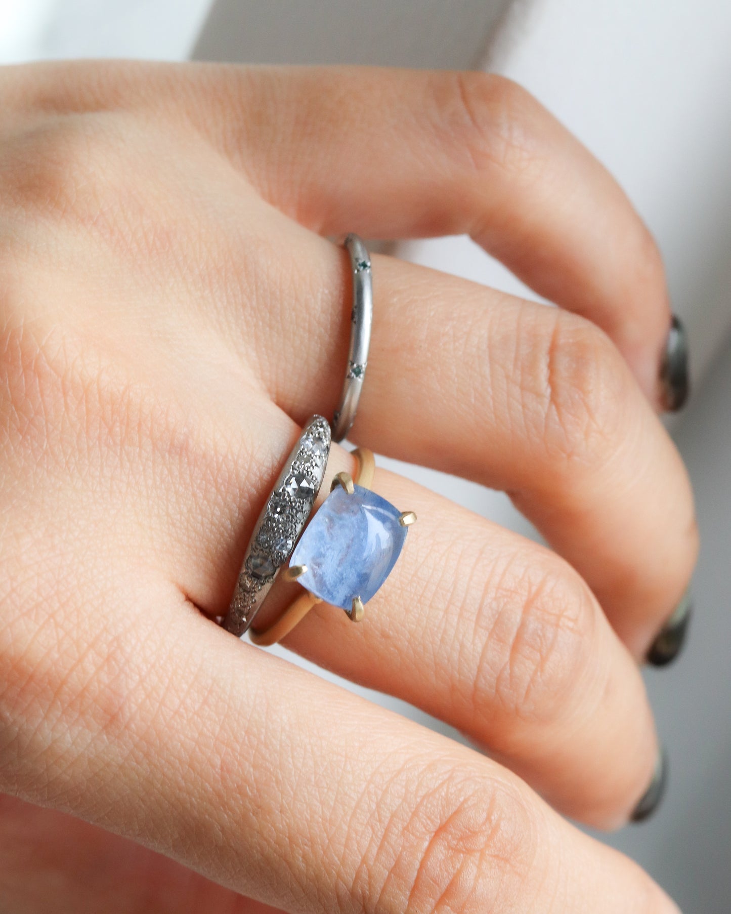 Prong Ring - Dumortierite in Quartz -