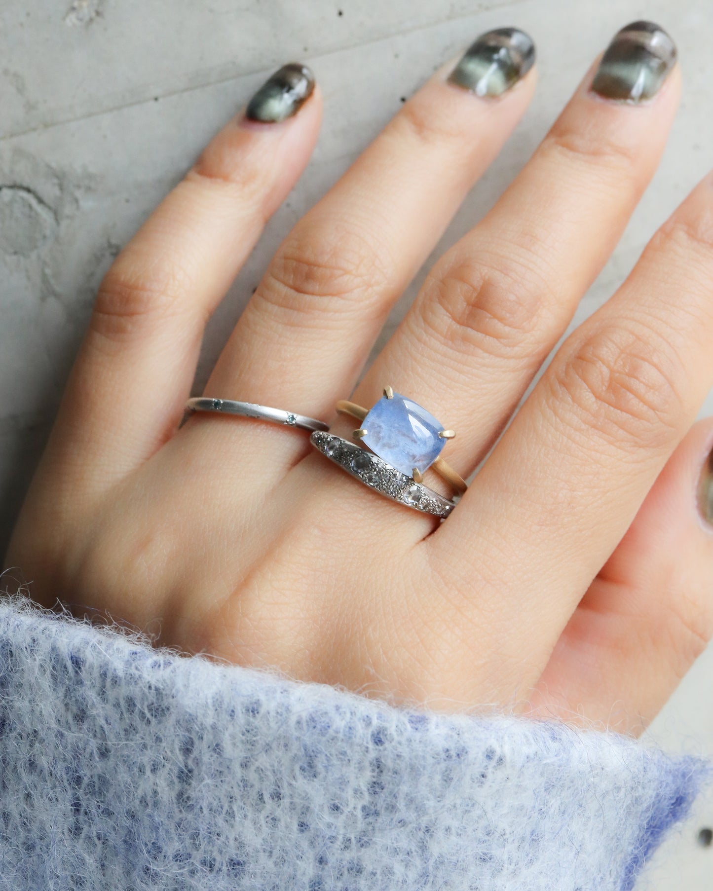 Prong Ring - Dumortierite in Quartz -