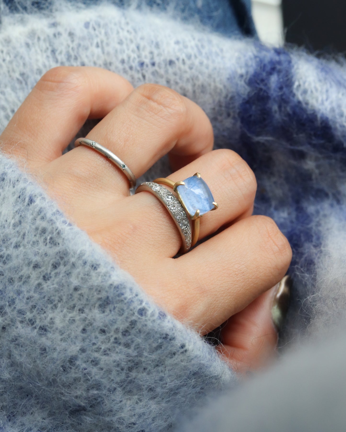 Prong Ring - Dumortierite in Quartz -
