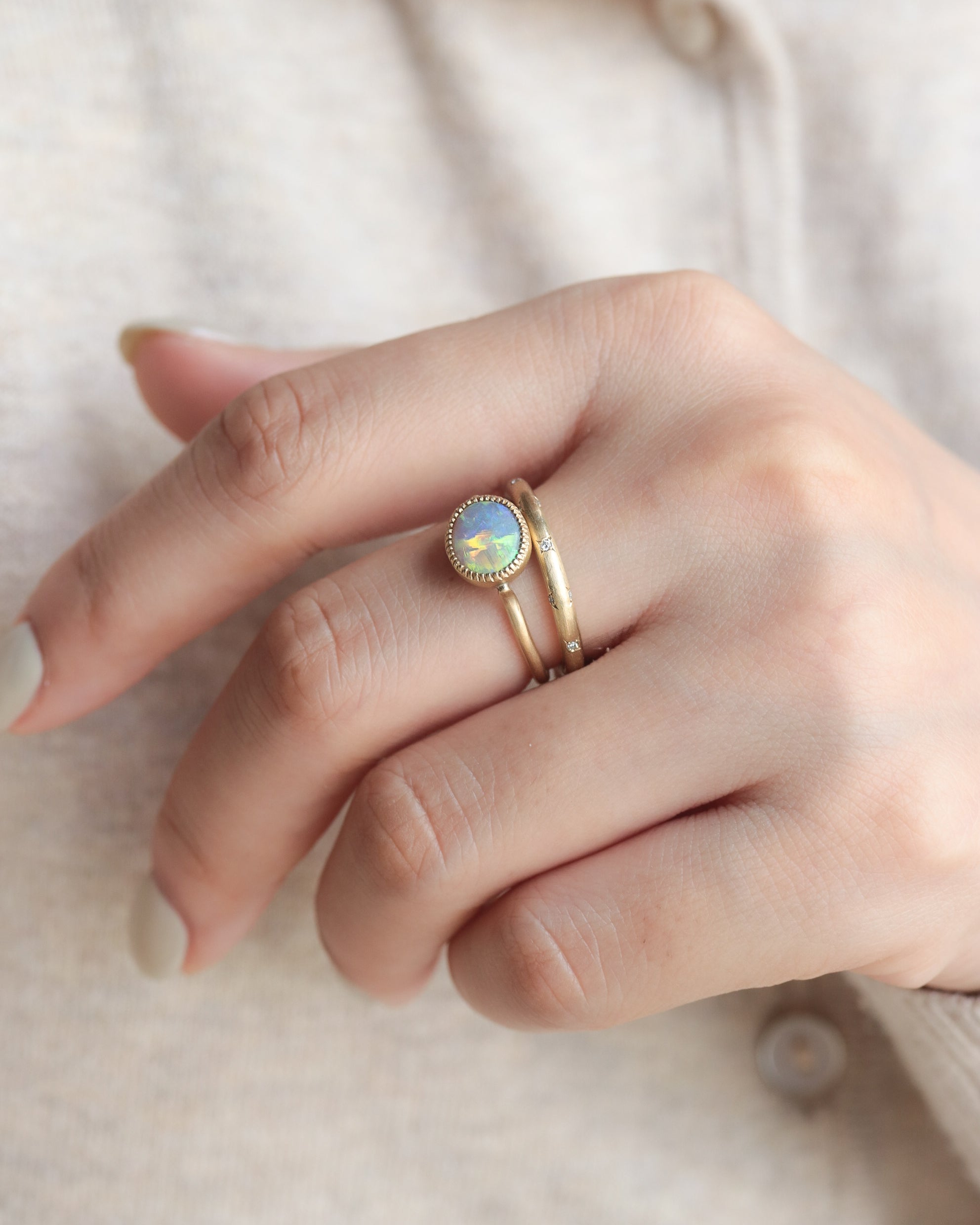 Milgrain Ring - Opal -
