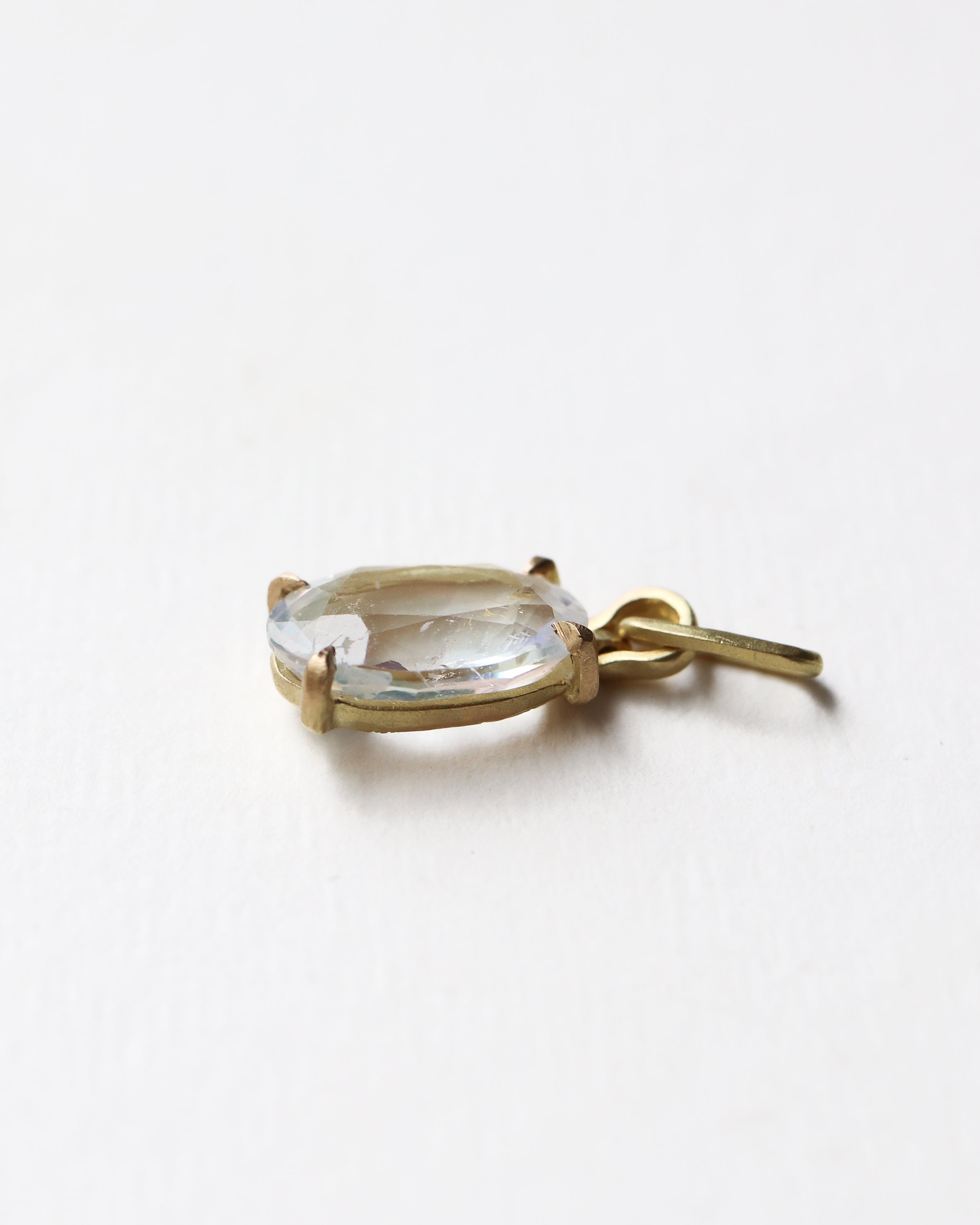 HorseShoe Prong Necklace - Rainbow Moon Stone -