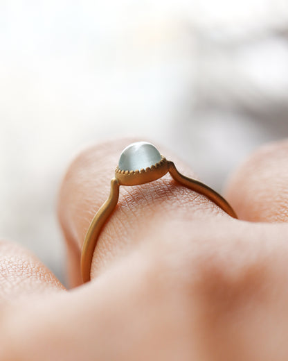 Milgrain Ring - Aquamarine Cat's Eye -