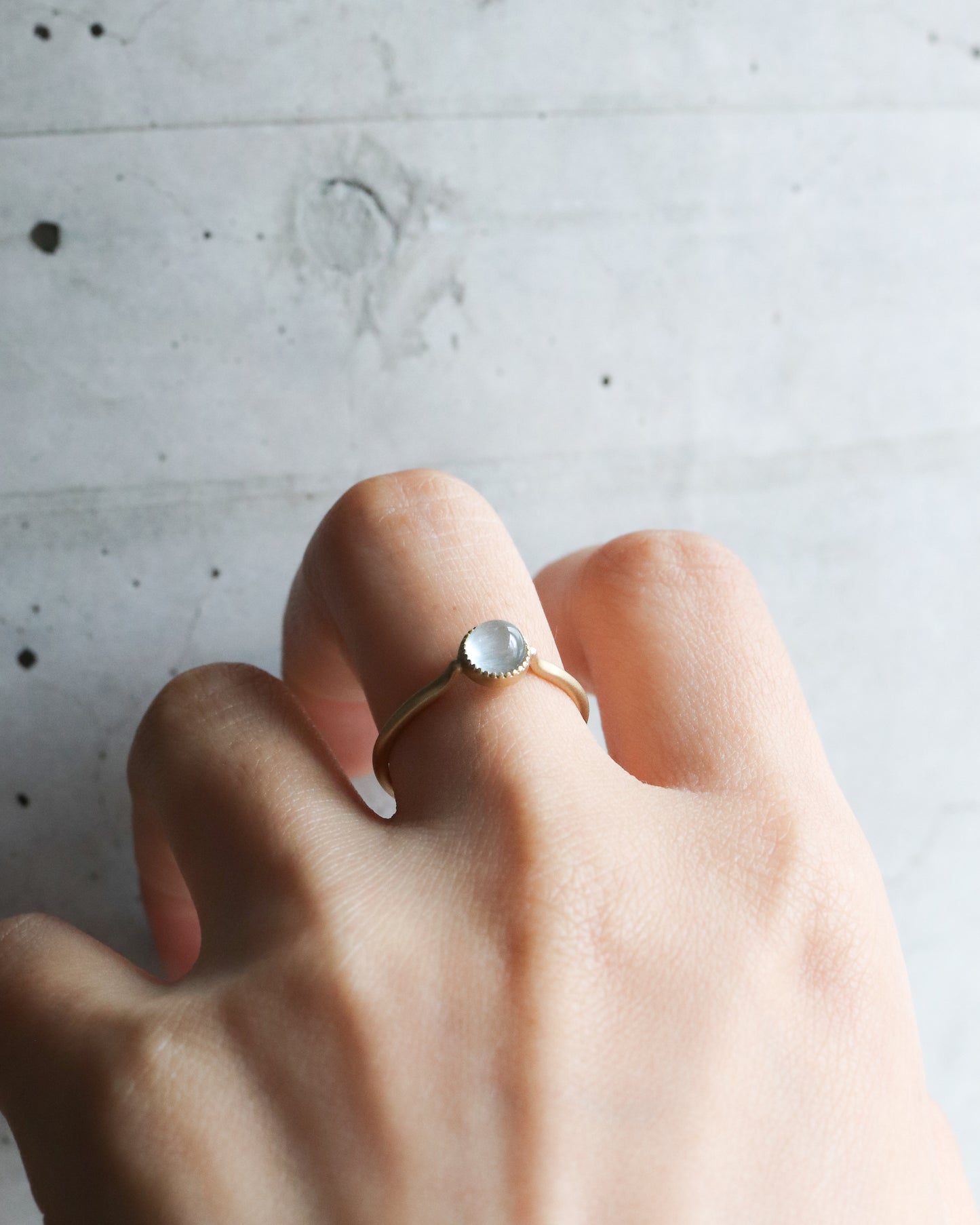 Milgrain Ring - Aquamarine Cat's Eye -