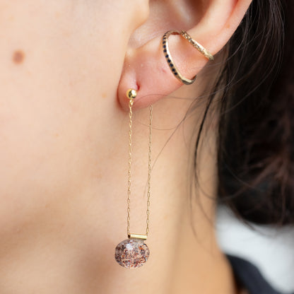 Pipe Pierced Earring - Strawberry Quartz -