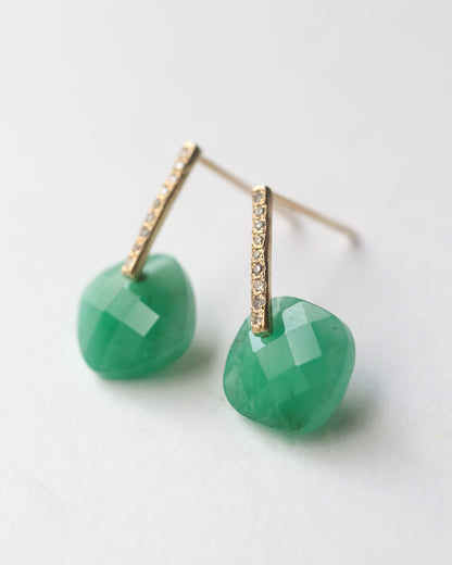 Hibiki Stone Pierced Earring - Emerald / Diamond -