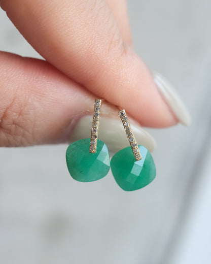 Hibiki Stone Pierced Earring - Emerald / Diamond -