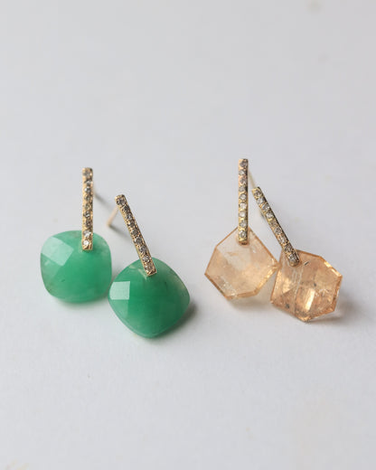 Hibiki Stone Pierced Earring - Emerald / Diamond -