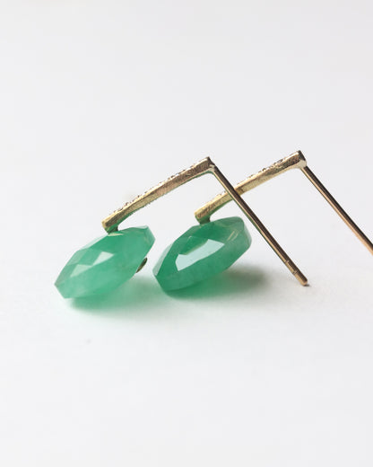 Hibiki Stone Pierced Earring - Emerald / Diamond -