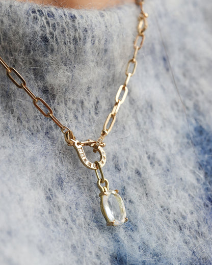 HorseShoe Prong Necklace - Rainbow Moon Stone -