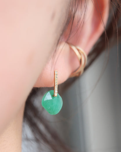 Hibiki Stone Pierced Earring - Emerald / Diamond -