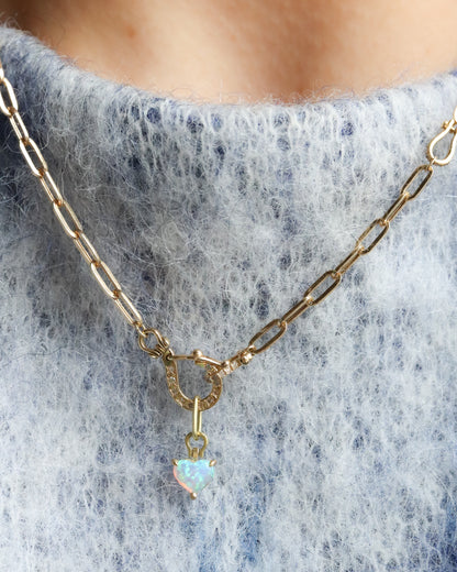 HorseShoe Prong Necklace - Opal -