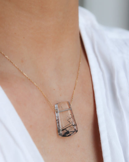 Rock Necklace - Tourmalinated Quartz -