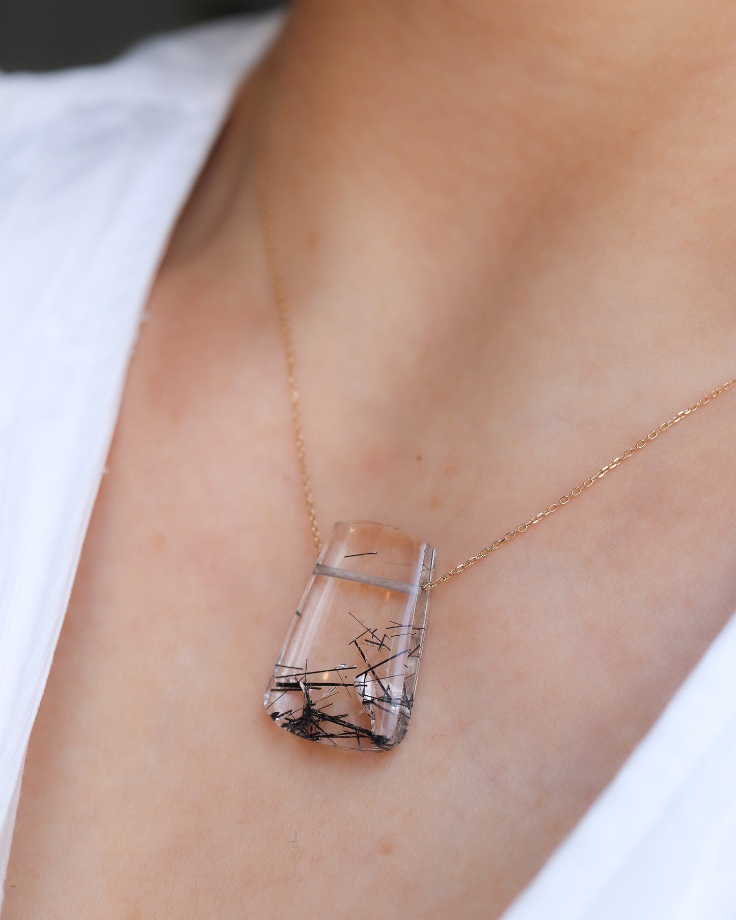 Rock Necklace - Tourmalinated Quartz -