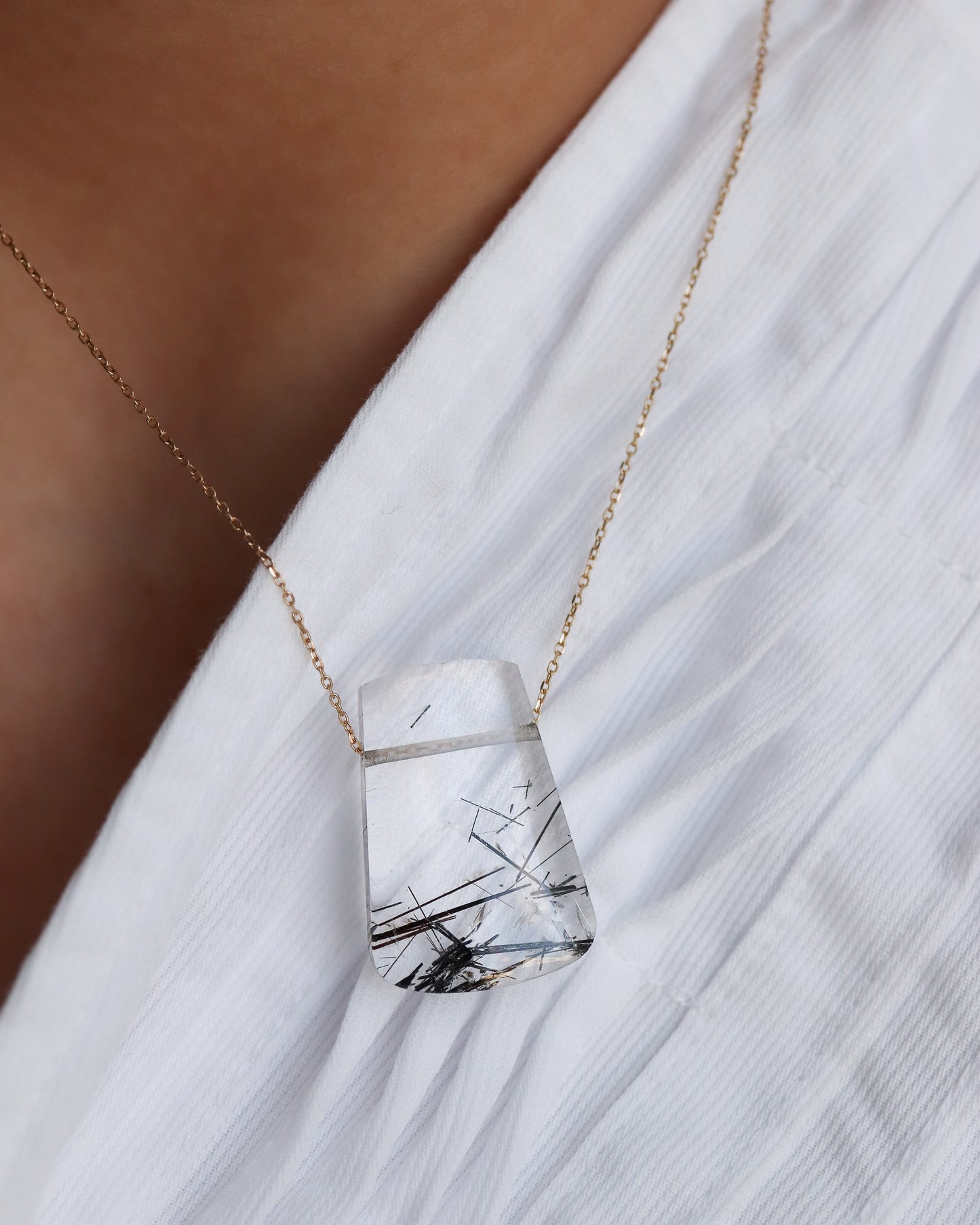 Rock Necklace - Tourmalinated Quartz -