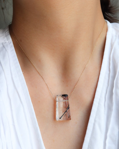 Rock Necklace - Tourmalinated Quartz -