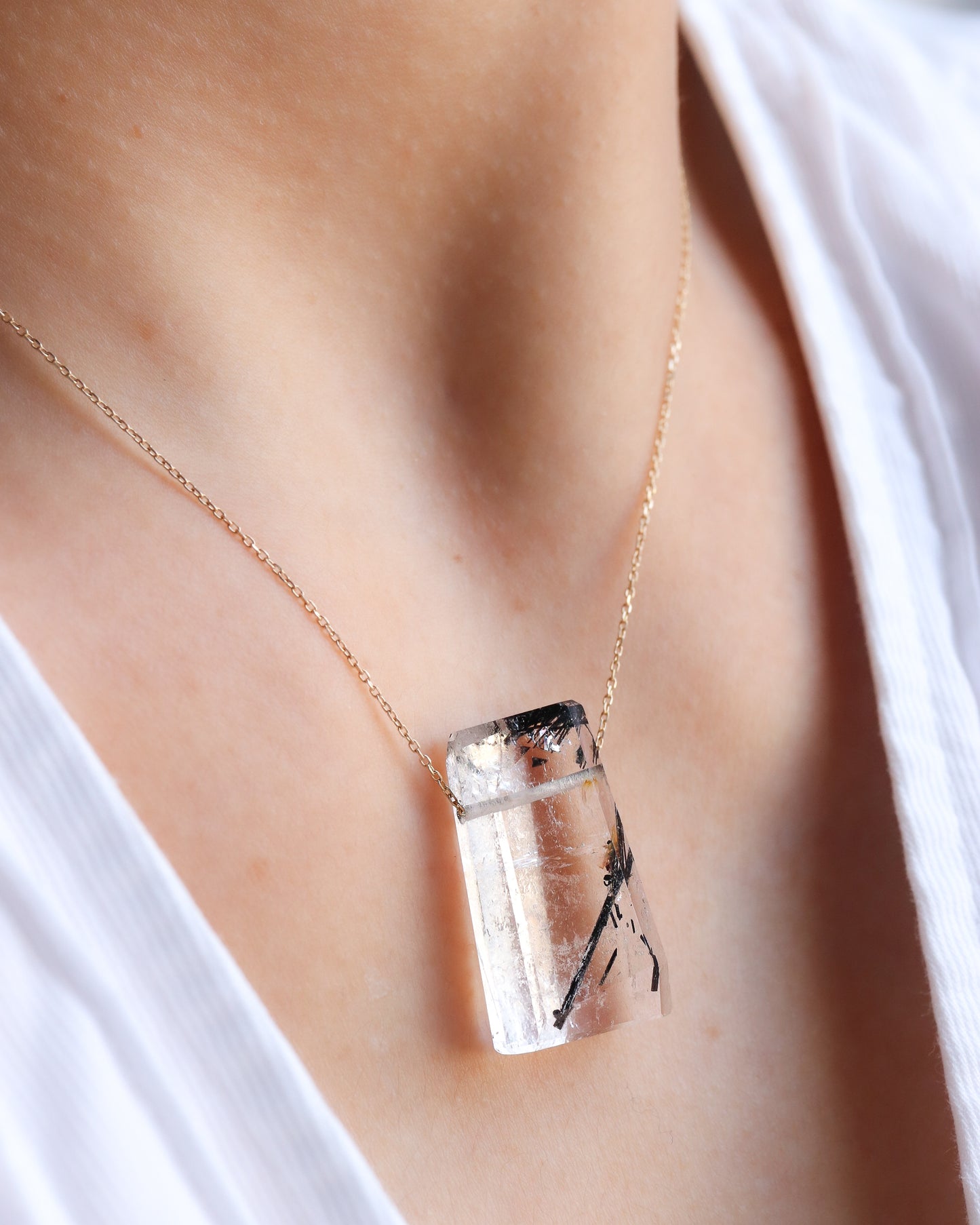 Rock Necklace - Tourmalinated Quartz -