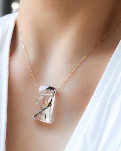 Rock Necklace - Tourmalinated Quartz -