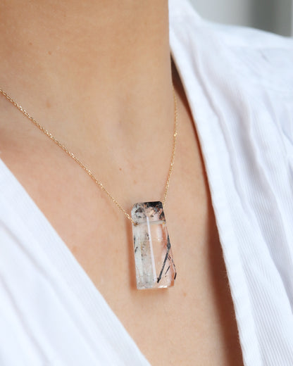 Rock Necklace - Tourmalinated Quartz -