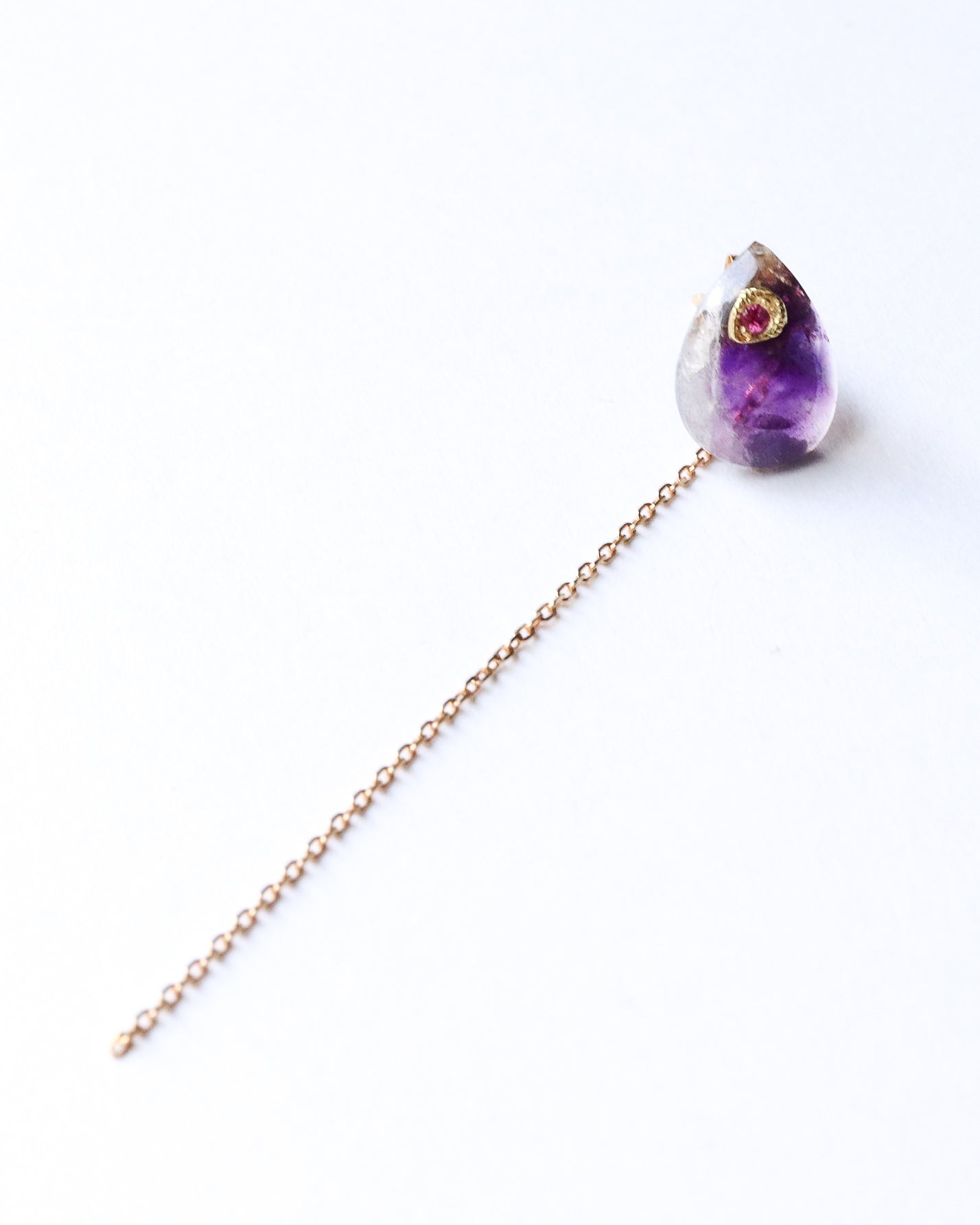 Flat Pierced Earring - Amethyst -