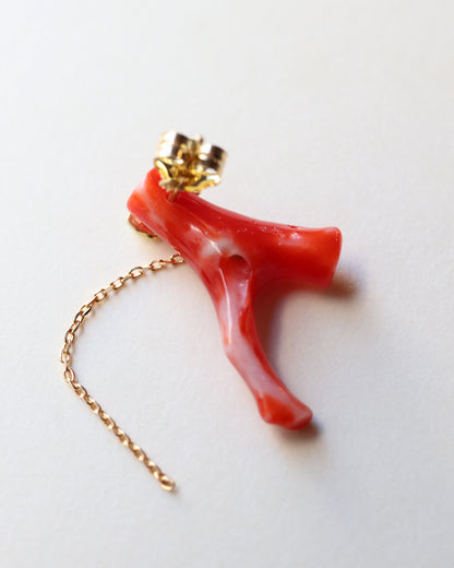 Flat Pierced Earring - Coral -