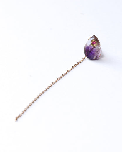 Flat Pierced Earring - Amethyst -