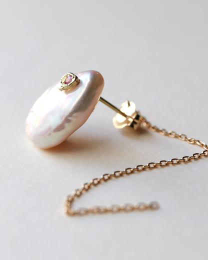 Flat Pierced Earring - Keshi Pearl - C